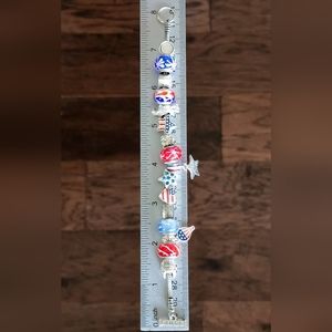 Willabee & Ward Toggle Charm Bracelet 8" JULY Red White Blue Patriotic ❤️🤍💙